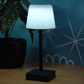   Érintőkapcsolóval szabályozható asztali LED lámpa, 25 cm, tölthető, fekete színben - Xayden Globo 28061S - szabályozható fényerősség, 3000/6000 K, 100 lm, 2 W, 0.8 méteres kábel, akkumulátoros