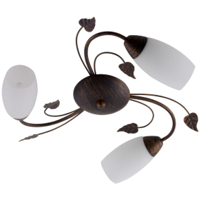   Mennyezeti lámpa fém levél díszekkel, kovácsolt vas hatású, 3 karos - Venezia Globo 60800323X