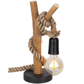  Fa asztali lámpa hajókötéllel, 40 cm - Nerida Globo 52060146X - kender kötéllel bevont kábel, 1xE27 foglalattal, 230 V