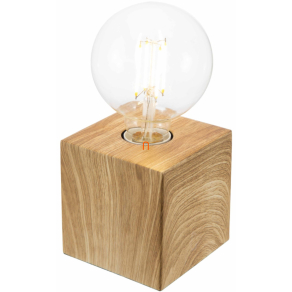   Tölgyfa hatású asztali kocka lámpa, 10 cm - Leonie Globo 502401466X, 1xE27 foglalattal, 230 V