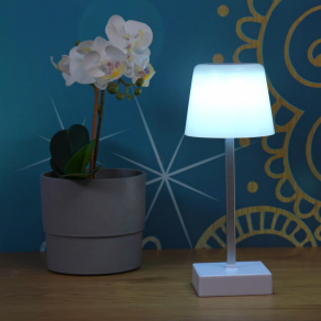   Érintőkapcsolóval szabályozható asztali LED lámpa, 25 cm, tölthető, fehér színben - Xayden Globo 28061W - szabályozható fényerősség, 3000/6500 K, 100 lm, 2 W, 0.8 méteres kábel, akkumulátoros