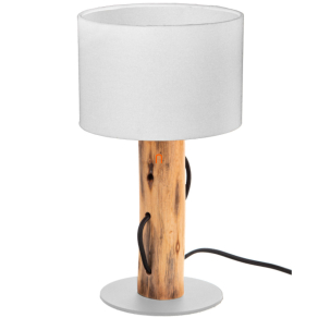   Fa asztali lámpa textil ernyővel, 32 cm - Norin Globo 50210146X - billenőkapcsolós, 1xE14 foglalattal, 230 V