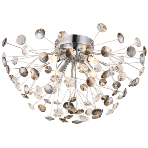   Design mennyezeti lámpa, kristály pitypang, króm, füstszínű, 60 cm - Katrina Globo 64135DC