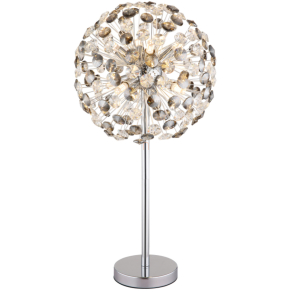   Design asztali lámpa, 65 cm, kristály pitypang, króm, füstszínű - Katrina Globo 64135TC - 350 lm, 3.5, 1.5 méteres kábel