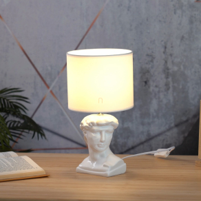   Asztali lámpa római fejszobor talapzattal fehér színben - Hermes Globo 21732W - 1xE14, 230 V, IP20, 1.3 méteres kábel