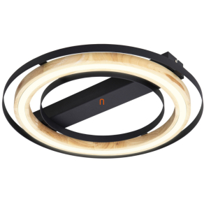   Fali kapcsolóval szabályozható mennyezeti LED lámpa, fa keretes - Rilas Globo 62374608X