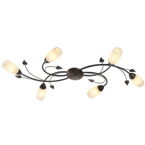   Mennyezeti lámpa fém levél díszekkel, kovácsolt vas hatású, 6 karos - Venezia Globo 60800623X