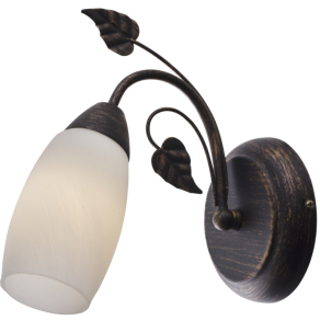   Fali lámpa fém levél díszekkel, kovácsolt vas hatású - Venezia Globo 20800123X