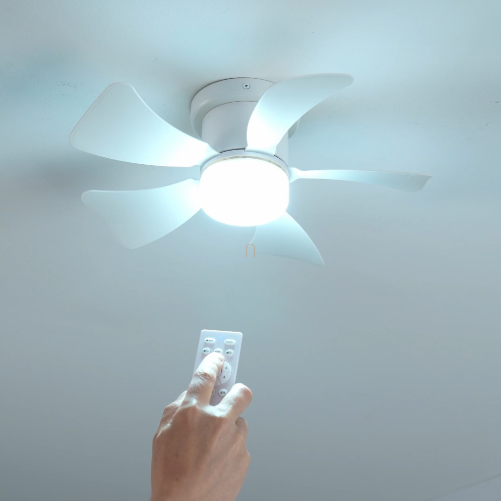 Szabályozható ventilátoros mennyezeti LED lámpa távirányítóval fehér színben - Hines Globo 03609W