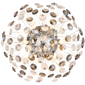   Design fali design lámpa, kristály pitypang, króm, füstszínű - Katrina Globo 64135WC