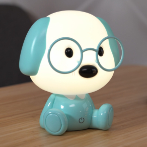   Érintőkapcsolós asztali LED gyereklámpa, tölthető, kék kutya - Puppy Globo 21761B - szabályozható fényerősség, 3000 K, 32 lm, 1 W, 1 méteres kábel, akkumulátoros