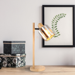   Fa asztali lámpa prizma kristály búrával, 40 cm - Run Globo 50220146 - 1xE14, 230 V, IP20, 1.6 méteres kábel