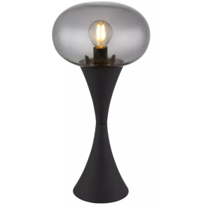   Asztali lámpa, 22 cm, fekete-füstszínű - Lula Globo 21027S - 1xE14, 230 V, IP20, 1.5 méteres kábel