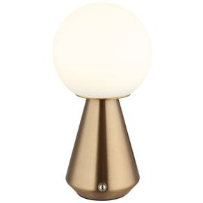   Érintőkapcsolóval szabályozható asztali LED lámpa, tölthető, sárgaréz színben - Sora Globo 21029C - szabályozható fényerősség, 3000/6500 K, 140 lm, 1,5 W, 0.8 méteres kábel