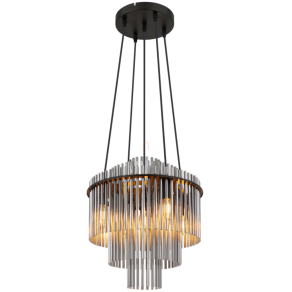   Üvegpálcás design csillár, 3 szintes, fekete, füstszínű - Gorley Globo 15698H2