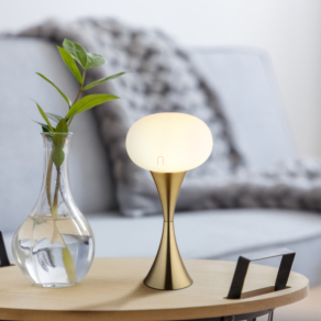   Asztali lámpa, 22 cm, sárgaréz- opál színben - Lula Globo 21027M - 1xE14, 230 V, IP20, 1.5 méteres kábel