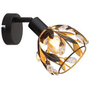   Spot lámpa leveles fém búrával, kristály díszekkel - Mika Globo 15759-1