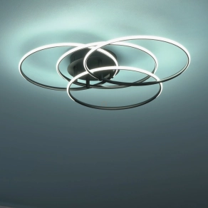   Mennyezeti LED lámpa, 4 gyűrűs, fekete - Kombos Globo 67355-55