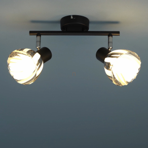   Spot lámpa csavart-barázdált üveg, füstszínű, 2 foglalattal - Zachery Globo 54315S-2