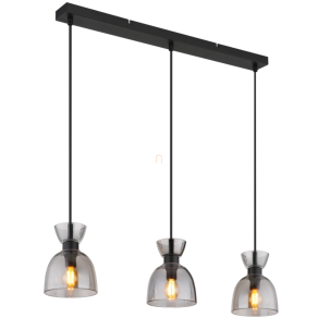   Függesztett üveg lámpa 3 foglalattal, füstszínű - Massey Globo 15769S-3