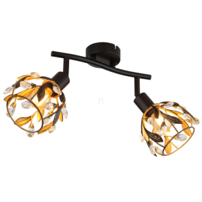   Spot lámpa leveles fém búrával, kristály díszekkel, 3 foglalattal - Mika Globo 15759-2