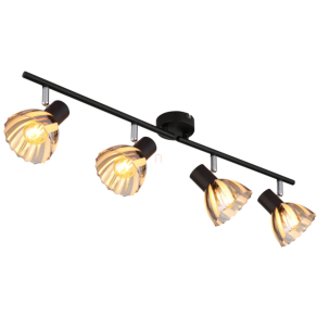   Spot lámpa füstszínű csavart-barázdált üveg, 4 foglalattal - Zachery Globo 54315S-4