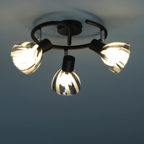   Spot lámpa füstszínű csavart-barázdált üveg, 3 foglalattal - Zachery Globo 54315S-3