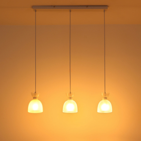   Függesztett üveg lámpa 3 foglalattal, fehér - Massey Globo 15769W-3