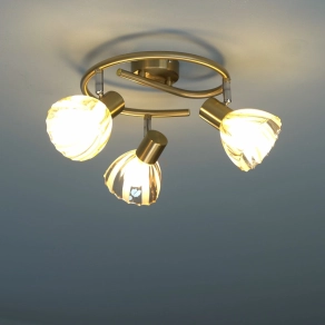   Spot lámpa borostyán színben, csavart-barázdált üveg, 3 foglalattal - Zachery Globo 54315M-3