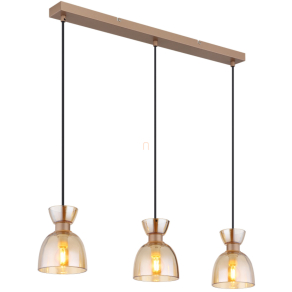   Függesztett üveg lámpa 3 foglalattal borostyán színben- Massey Globo 15769A-3