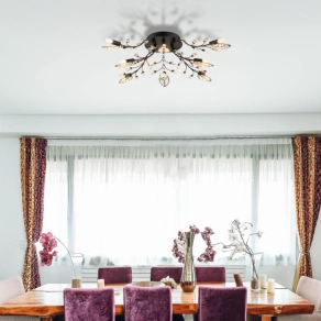   Mennyezeti lámpa levél és kristály díszekkel - Janis Globo 63007-8