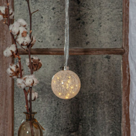   Hópelyhes üveggömb LED fényfüzérrel-elem nélkül (Glow snow)