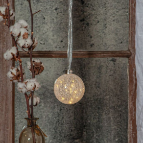   Hópelyhes üveggömb LED fényfüzérrel-elem nélkül (Glow snow)