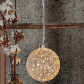 Hópelyhes üveggömb LED fényfüzérrel, 15 cm (Glow snow)