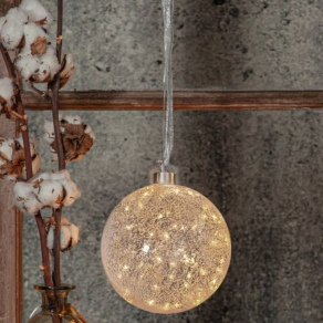 Hópelyhes üveggömb LED fényfüzérrel, 15 cm (Glow snow)