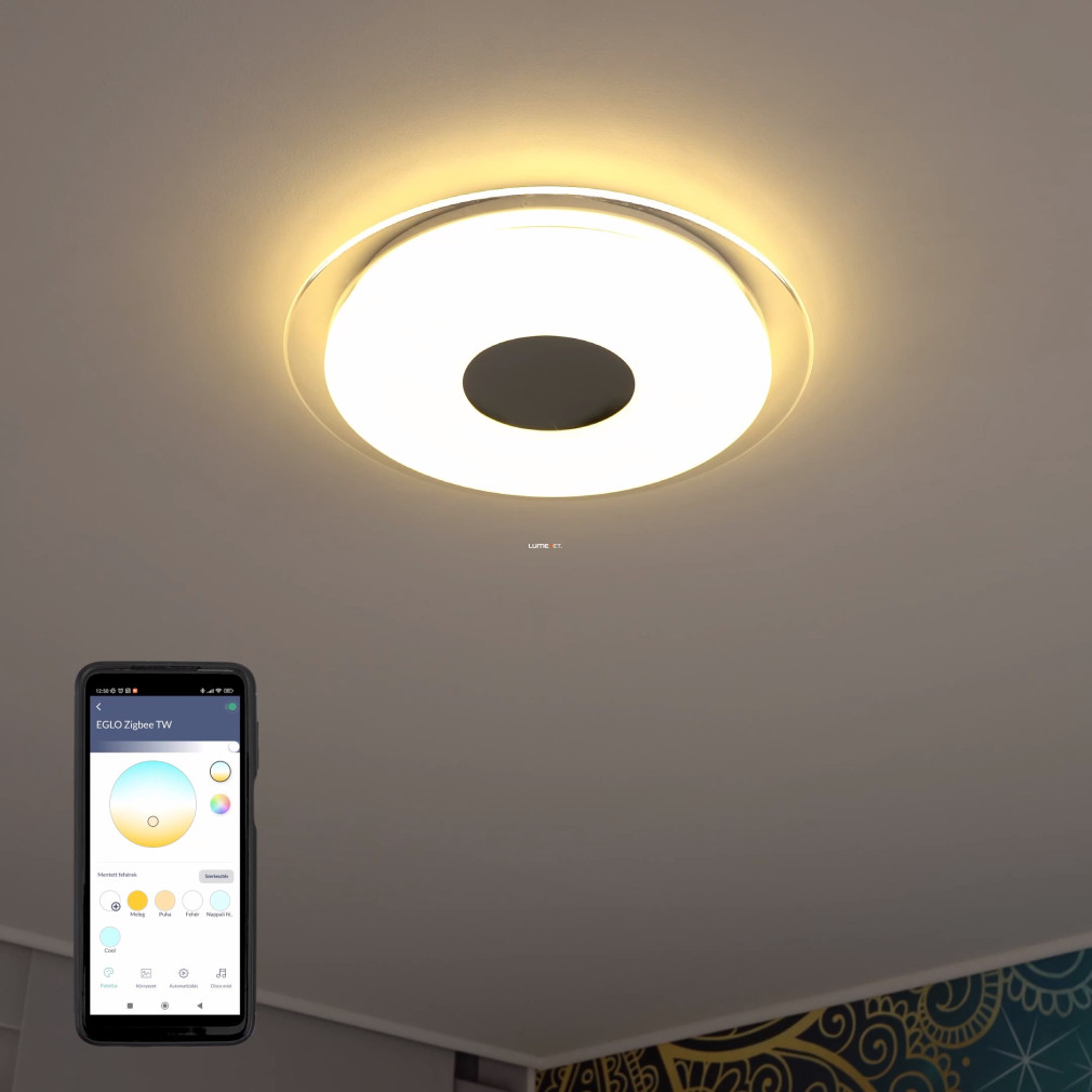 Csillám hatású szabályozható mennyezeti LED lámpa 4x4,8 W, hideg-melegfehér, fehér-krómszínű (Lanciano)