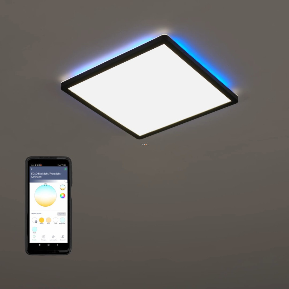 Szabályozható mennyezeti LED lámpa 14,6 W, hideg-melegfehér, fekete (Rovito RGBW)