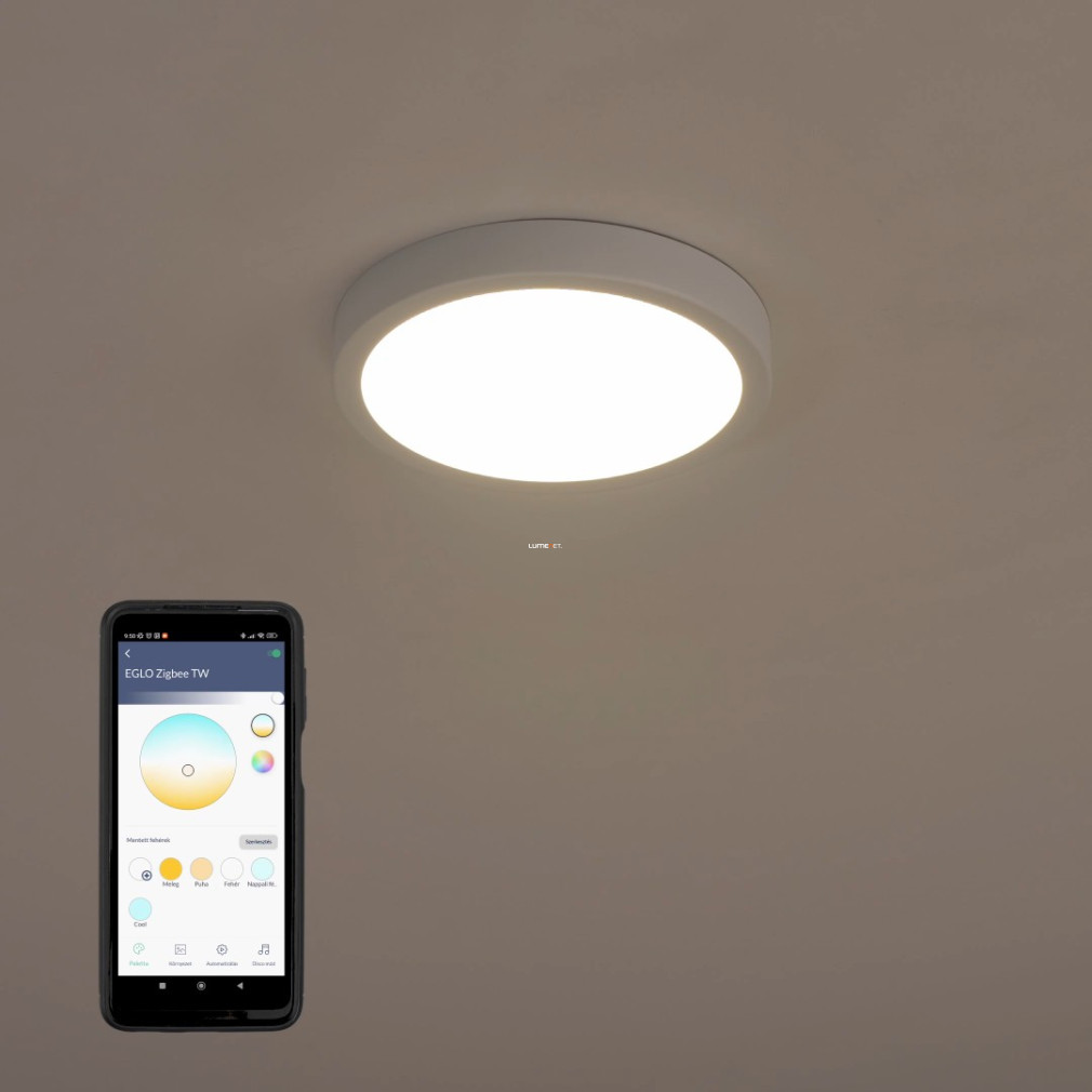 Szabályozható mennyezeti LED lámpa, kerek, 16,5 W, hideg-melegfehér, fehér színű (Fueva)
