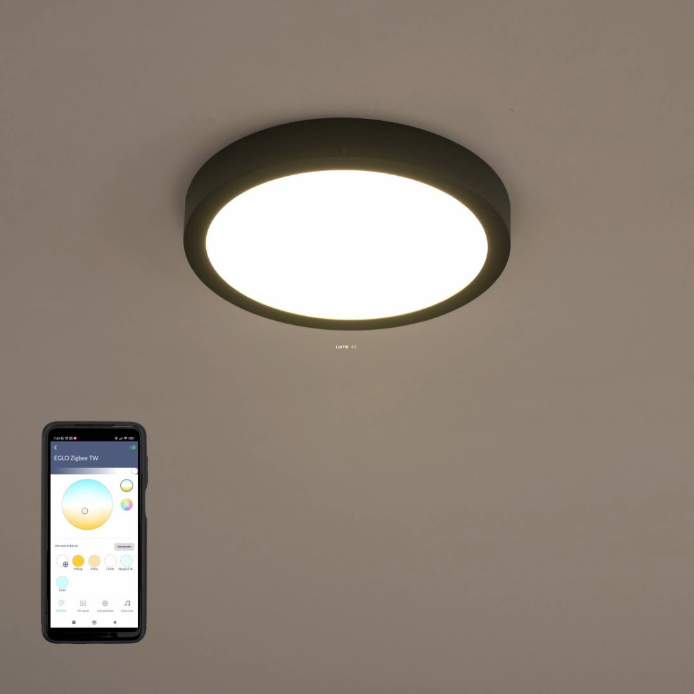 Szabályozható mennyezeti LED lámpa, kerek, 16,5 W, hideg-melegfehér, fekete-fehér színű (Fueva)