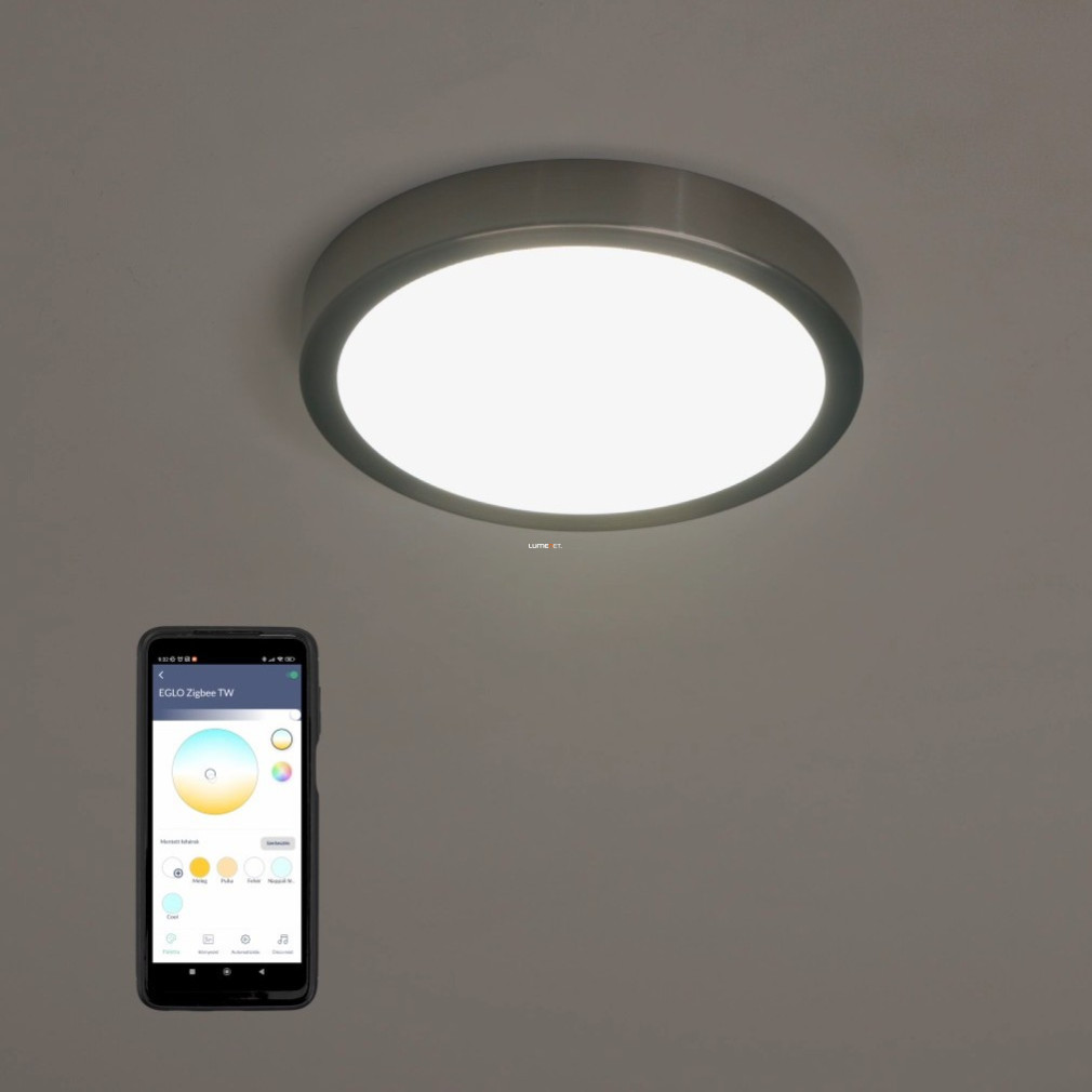 Szabályozható mennyezeti LED lámpa, kerek, 16,5 W, hideg-melegfehér, nikkel-fehér színű (Fueva)