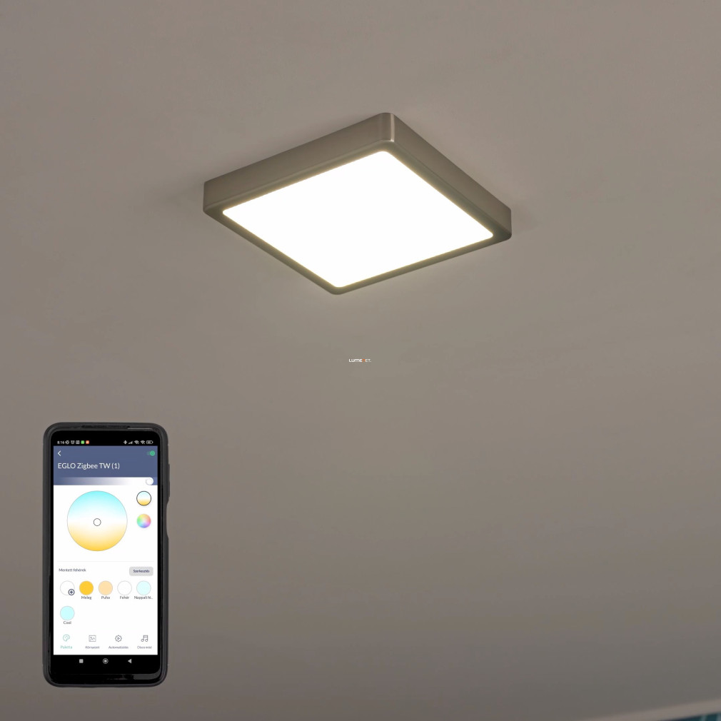 Szabályozható mennyezeti LED lámpa 16,5 W, hideg-melegfehér, nikkel-fehér színű (Fueva)