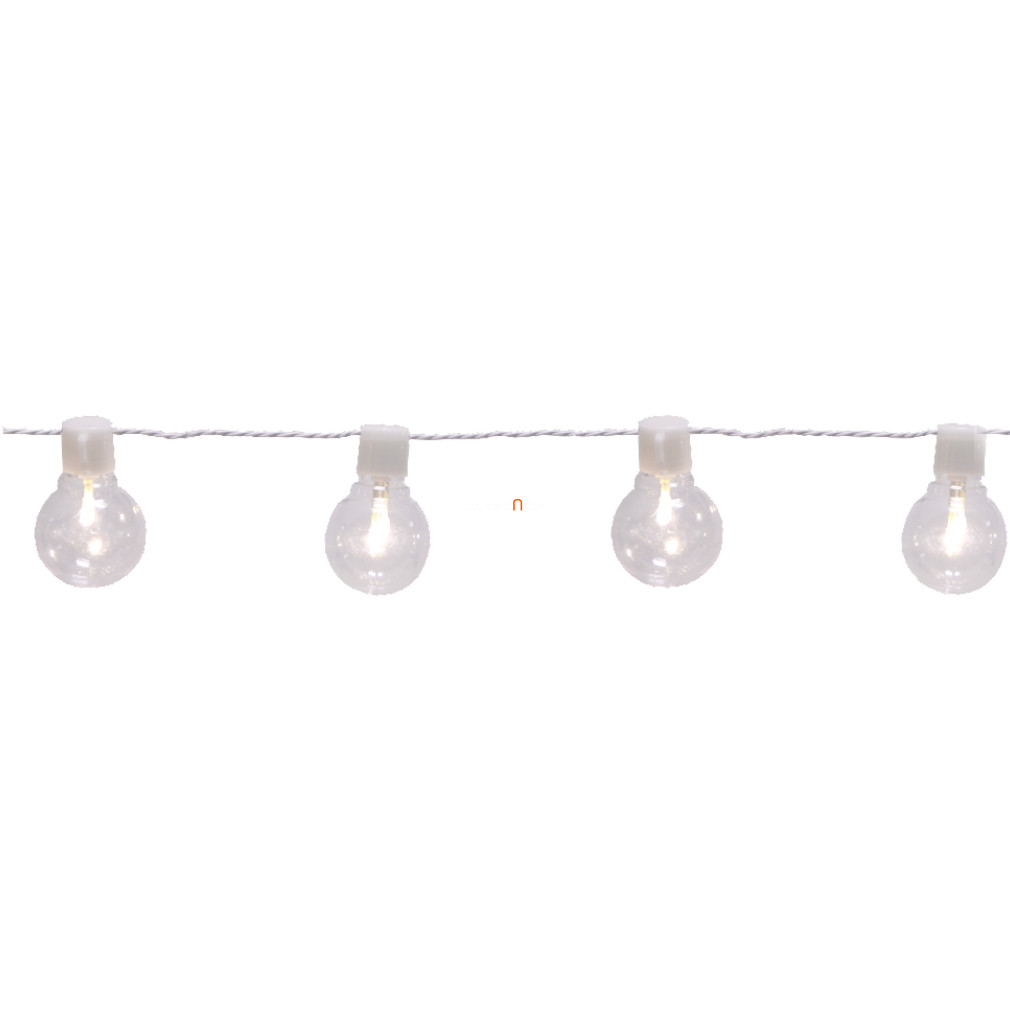 Kültéri LED fényfüzér, 16 LED, 4,5 méteres, fehér-átlátszó (Partaj)