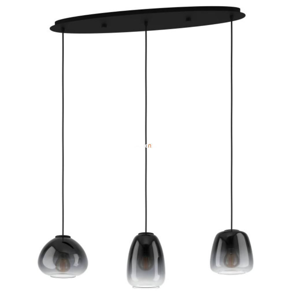 Függesztett lámpa három foglalattal, 84 cm, fekete-szürke-áttetsző (Aguilares)