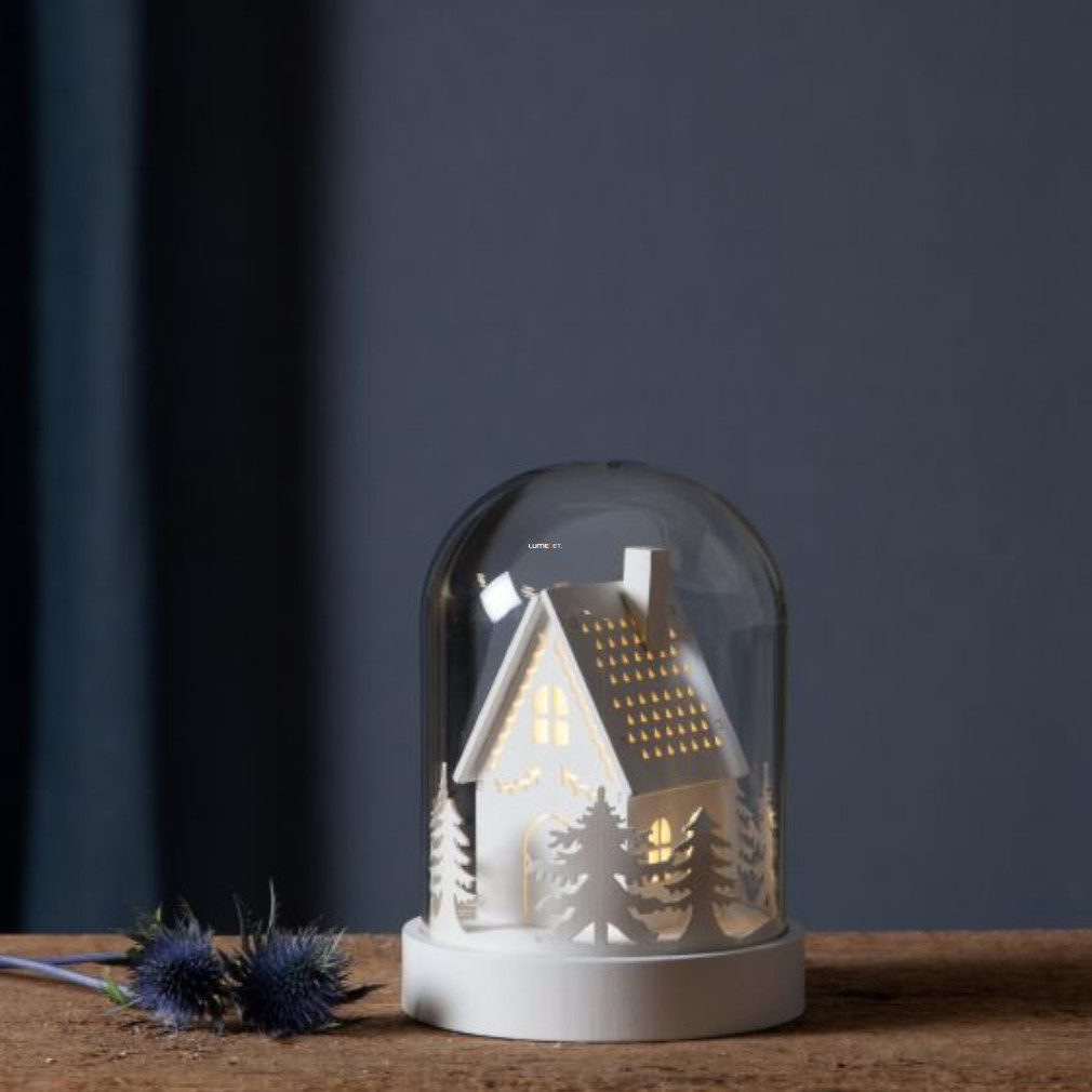 Karácsonyi üvegbúra világító házikóval-elem nélkül (Kupol)