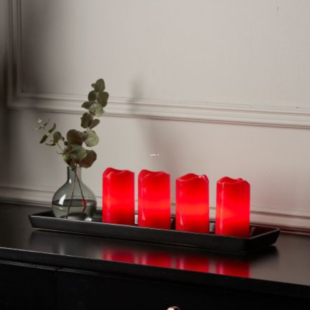 Karácsonyi LED asztal gyertya szett távirányítóval piros színben-tartozék elemmel (Advent)