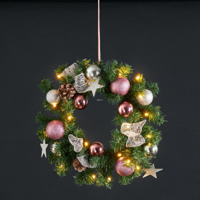 Karácsonyi LED koszorú díszekkel-elem nélkül (Noel)