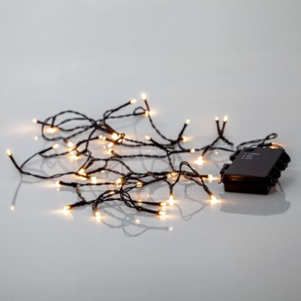 Karácsonyi kültéri LED fényfüzér, melegfehér fényű, 2,8 m-elem nélkül (Akku)