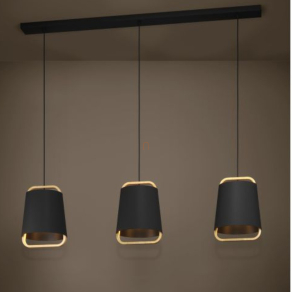   Textil függesztett lámpa fa betéttel - Camaloza Eglo 390186, 3xE27 foglalattal, 220-240 V