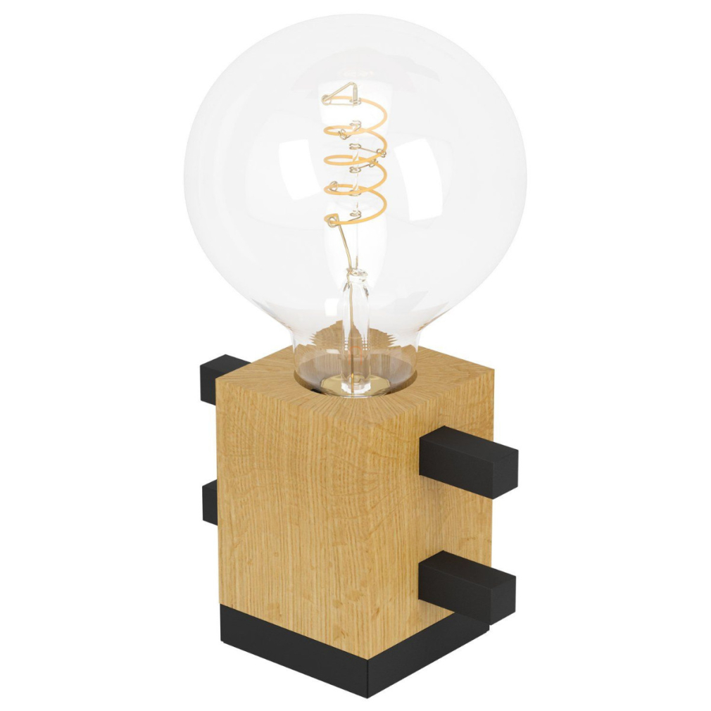 Fa kockás asztali lámpa, 11 cm - Levantara Eglo 390193, 1xE27 foglalattal, 220-240 V