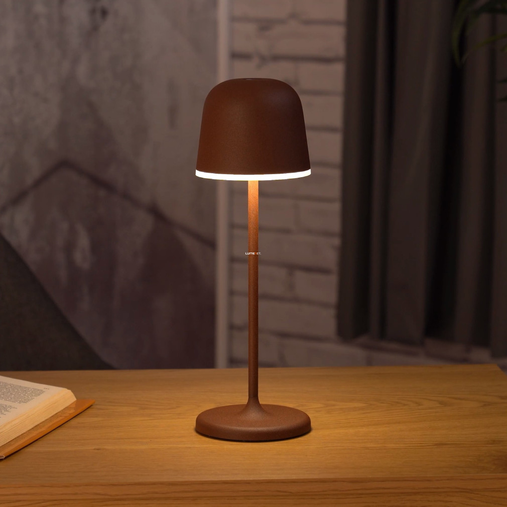 Szabályozható asztali LED lámpa érintőkapcsolóval, barna-fehér színű 34 cm - Mannera Eglo 900459, USB, állítható fényerősség, dimmelhető, 3000 K, 200 lm, 2,2 W, 3,7 V